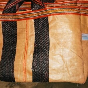 Reinforced Woven Utility Bag with Black Handles